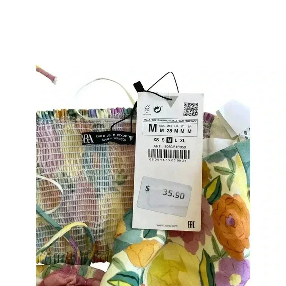 Zara Pastel Floral Halter Crop Top Size Medium Coquette Bloggers Favorite - Picture 4 of 6